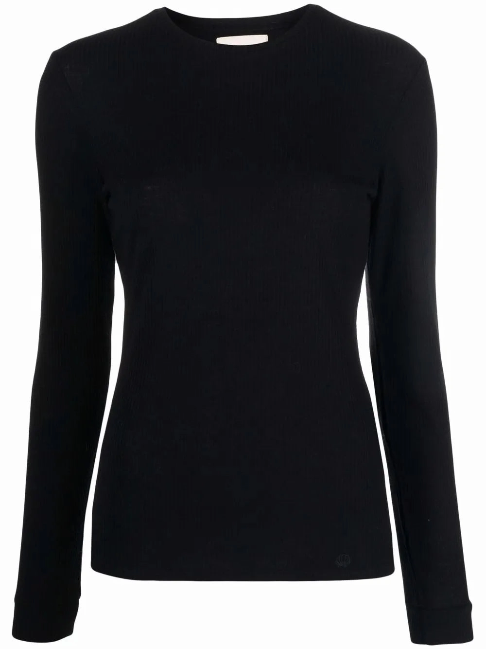 Basic Long Sleeve Ortigia LDS Ribbed Long Sleeve T-shirt in Black