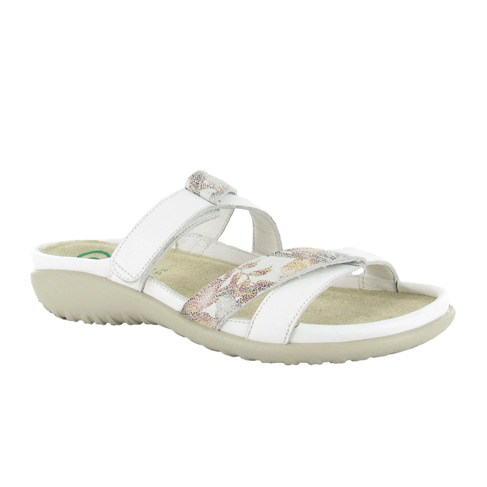 Durable Fabric Naot Tariana Slide Sandal (Women) - Soft White Leather/Floral Leather
