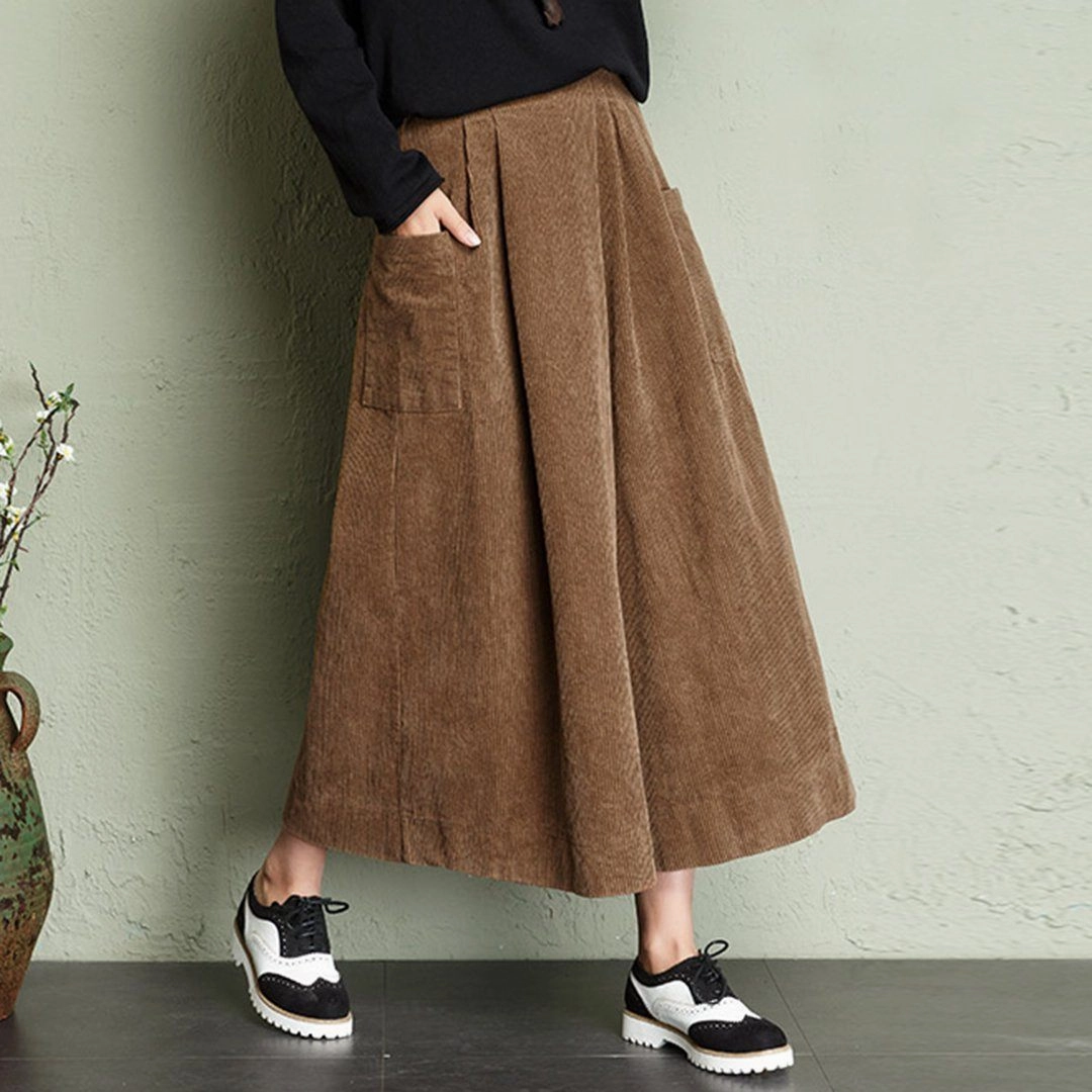 Babakud Autumn Winter Loose Corduroy Wide Leg Pants wrinkle free