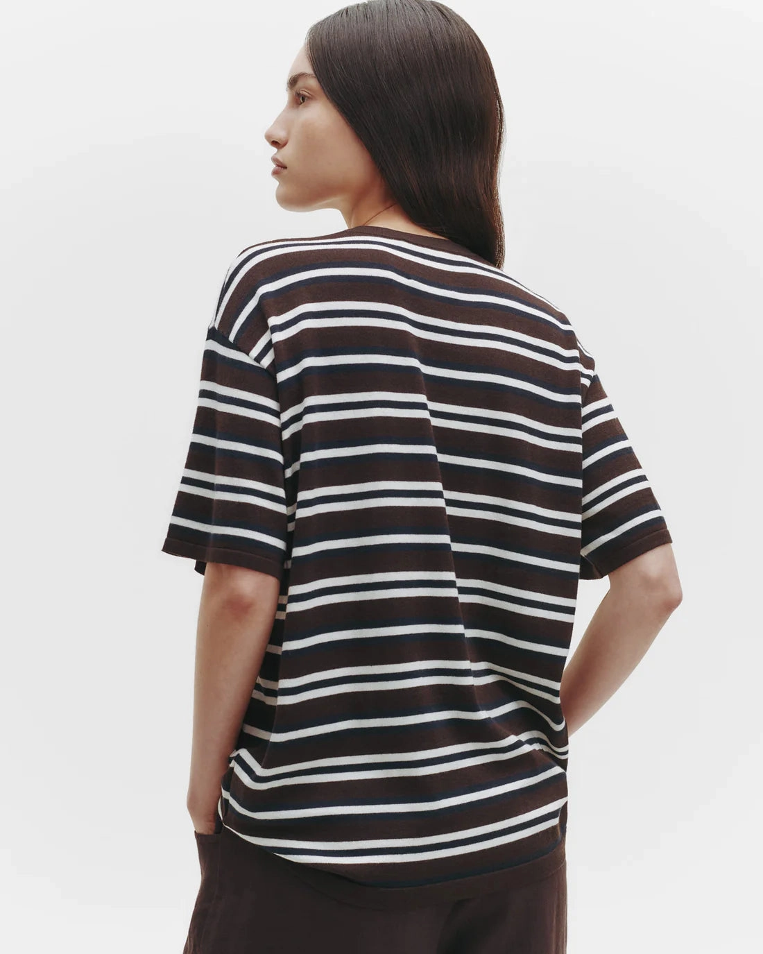 Eco Friendly Blend Striped Big Boy Tee in Midnight/Ivory/Dark Chocolate
