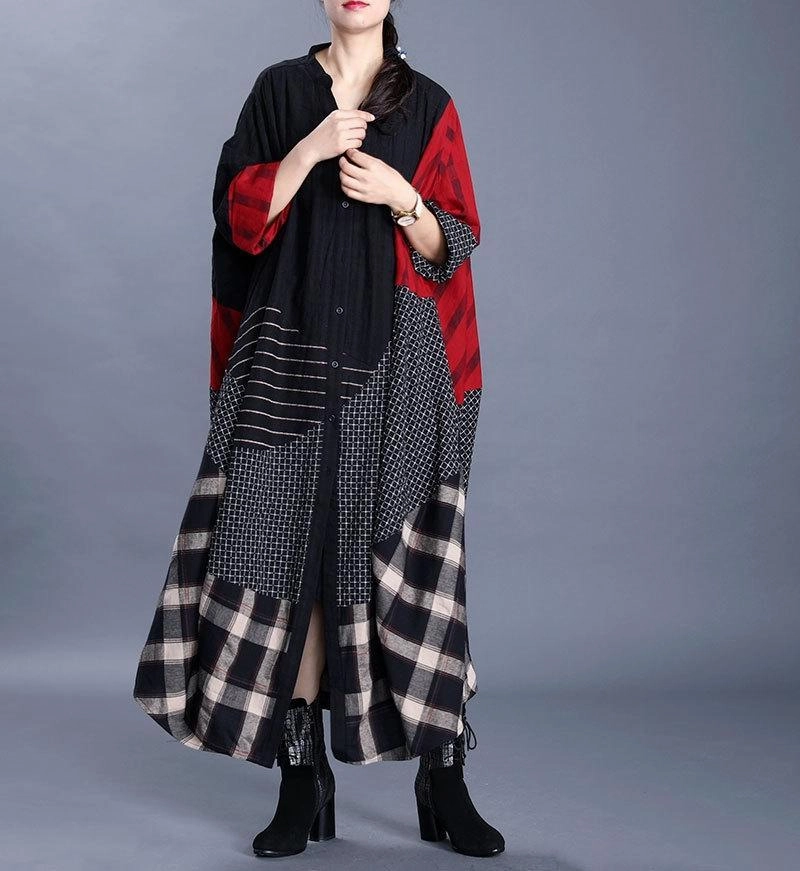 Reversible Style ReinforcedSeams Babakud Women Cotton Linen Retro Windbreaker Coat