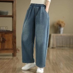 Babakud Women Winter Plus Size Fleece- Lined Thickened Cotton Jeans wrinkle free