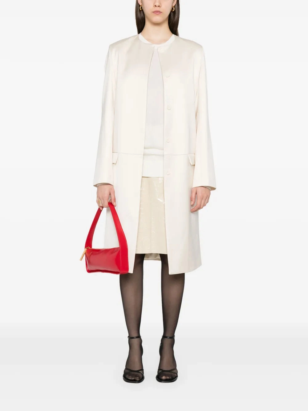 Croco-embossed Skirt in Oyster Durable Stitching