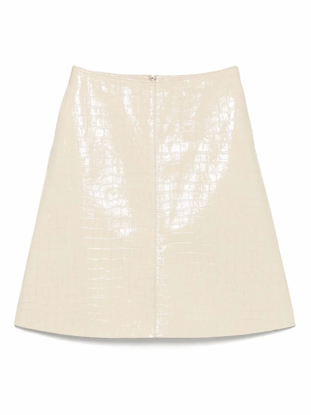 Bohemian vibe Full Circle Croco-embossed Skirt in Oyster