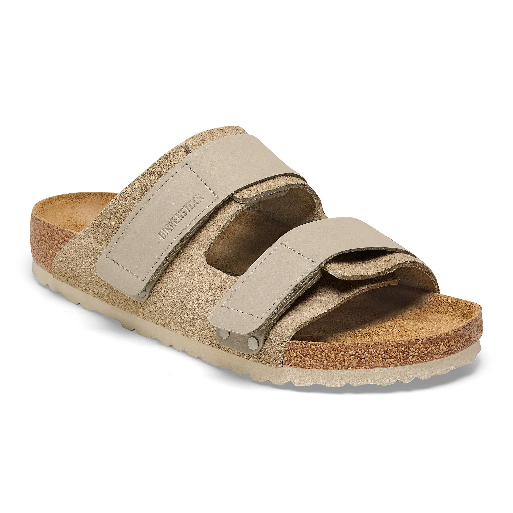 Birkenstock Uji Narrow Slide Sandal (Women) - Taupe Suede/Taupe Nubuck Water shield
