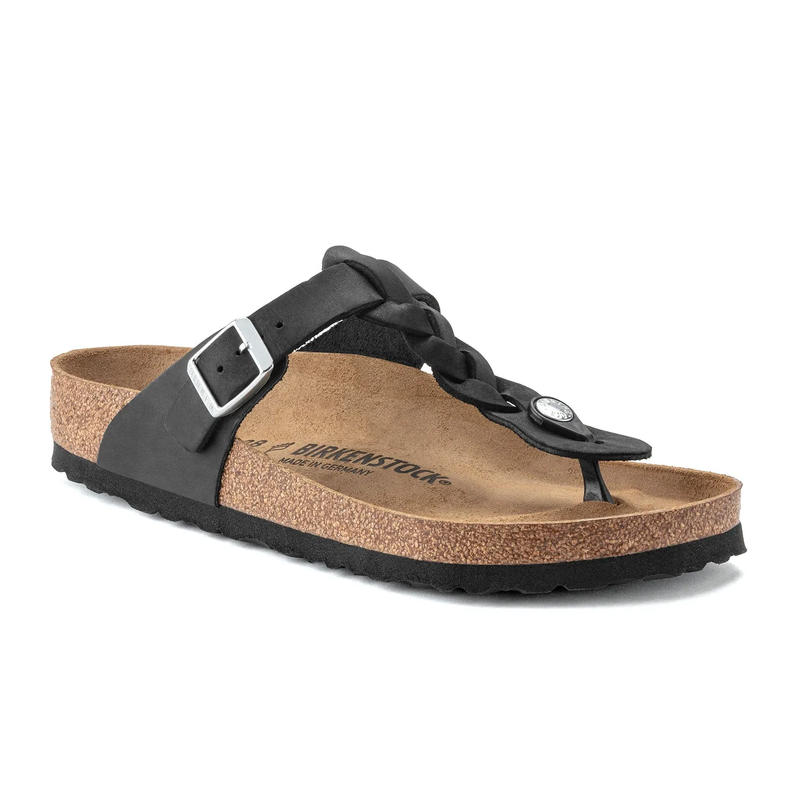 Fashion Neutral Style Pace Birkenstock Gizeh Braid Sandal (Women) - Black Oiled Leather