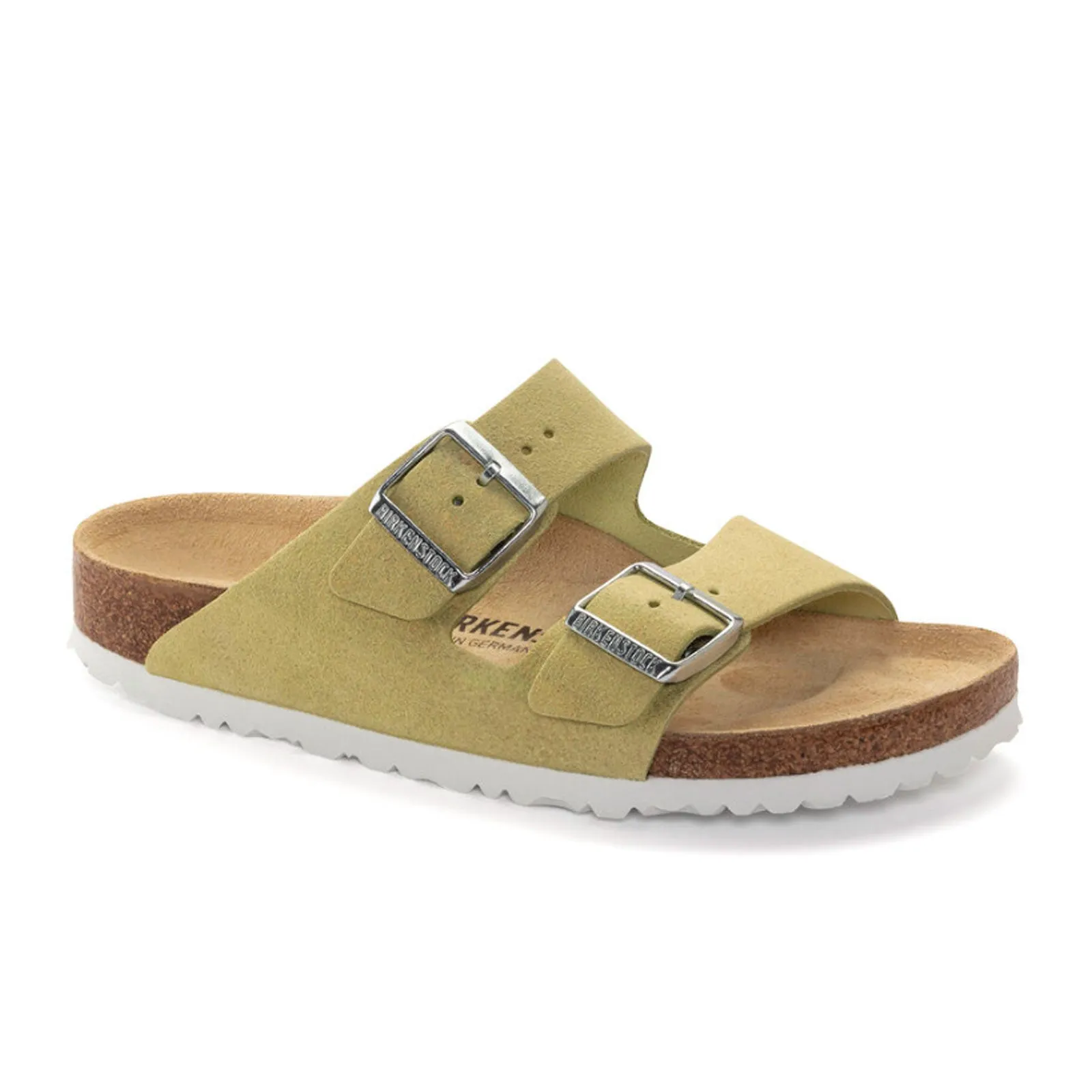 Taper Tip Birkenstock Arizona Slide Sandal (Women) - Shimmering Popcorn Suede