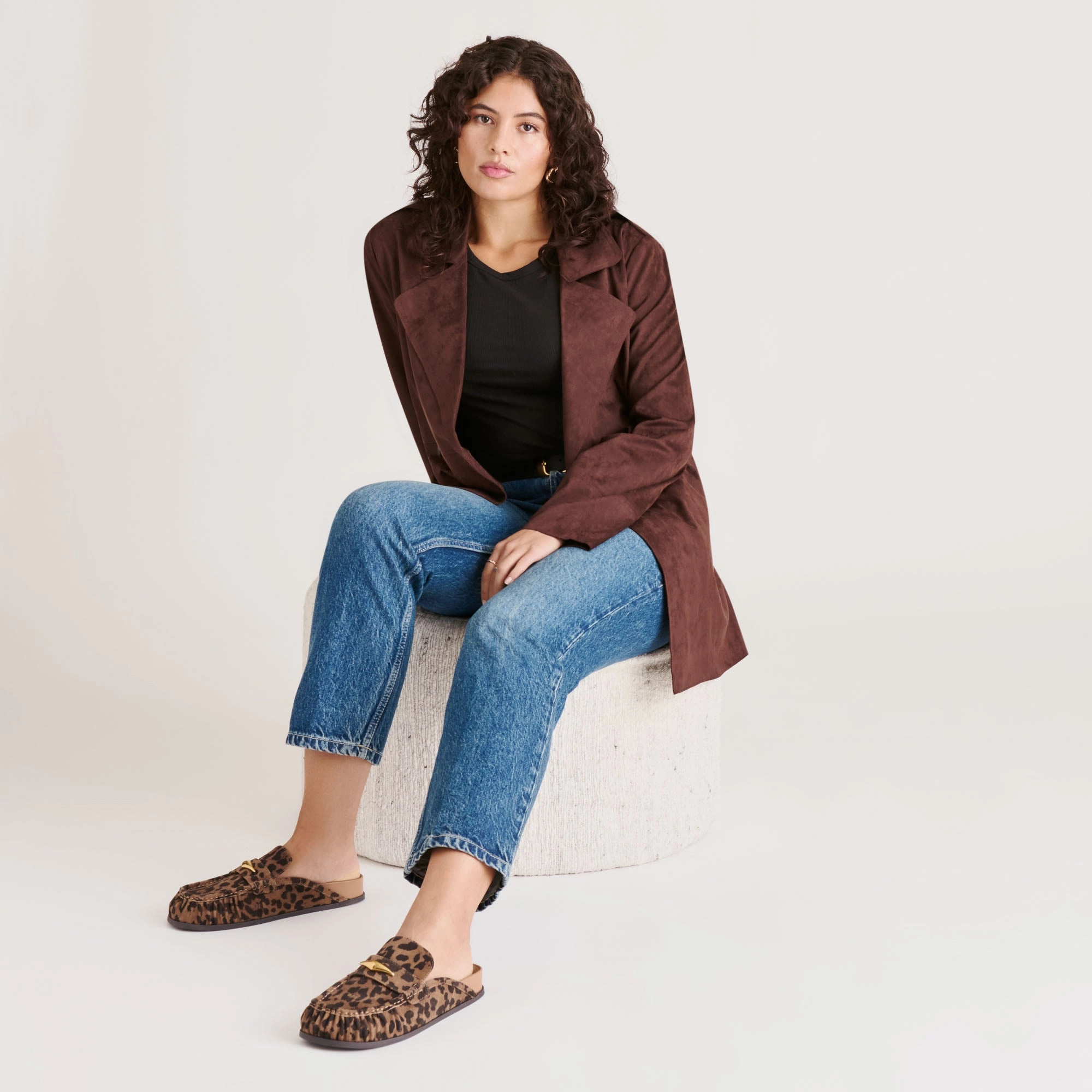 JODERO FLATS BROWN LEOPARD PRINTED SUEDE Cafe Glow