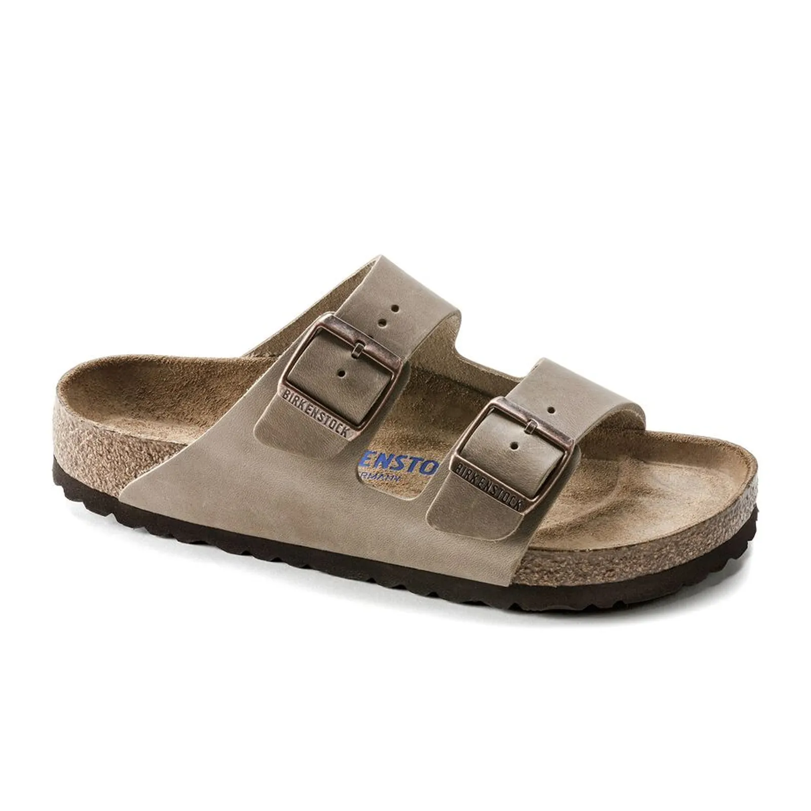 Slip On Convenience Aniline Finish Birkenstock Arizona Soft Footbed Slide Sandal (Unisex) - Tobacco Oiled Leather