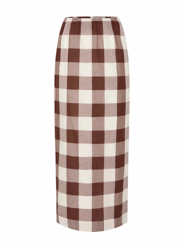 Playful Vibe Mira Skirt in Mocha Gingham