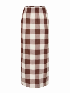 Playful Vibe Mira Skirt in Mocha Gingham