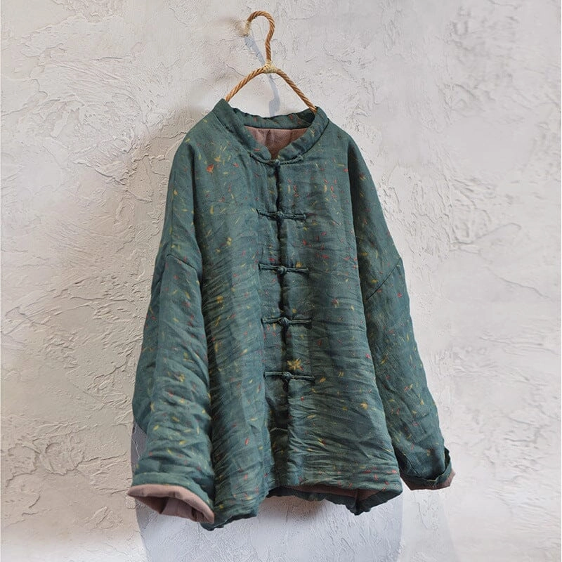 Autumn Winter Retro Floral Loose Quilted Coat Thermo Regulating Fabric Chill Commute Fit