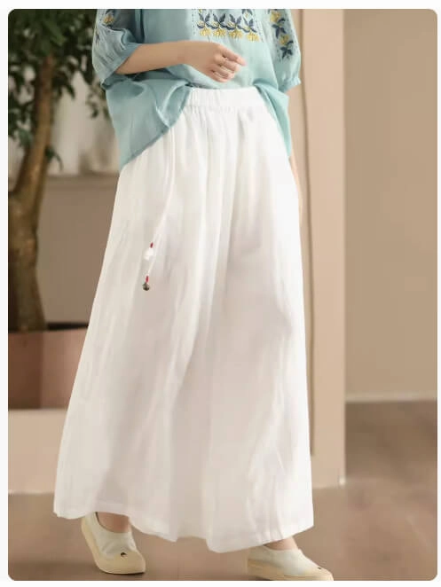 quick absorbing Babakud Women Summer Vintage Essential Ramie Wide-Leg Pants