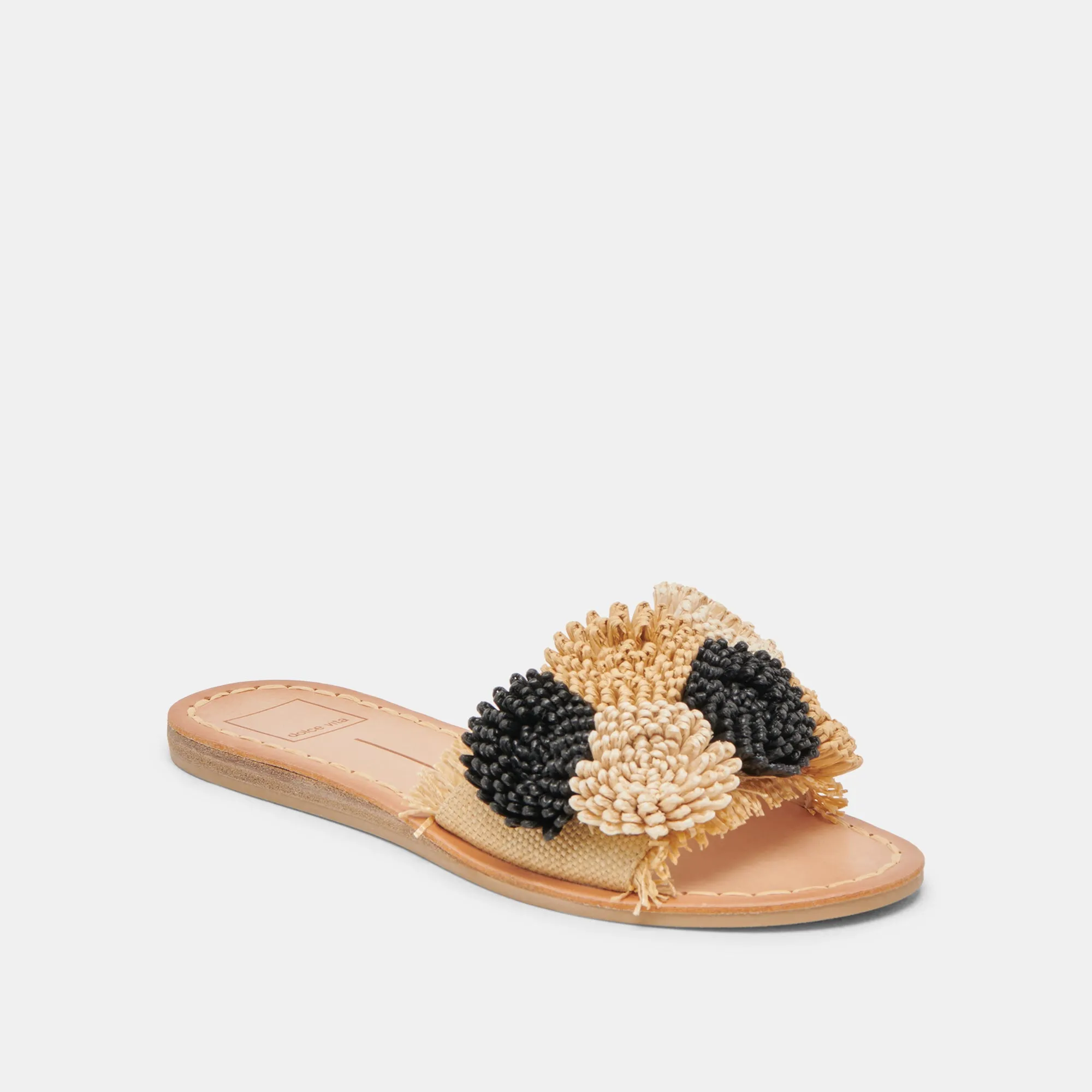 Upgraded arch DANELA SANDALS BLACK NATURAL RAFFIA