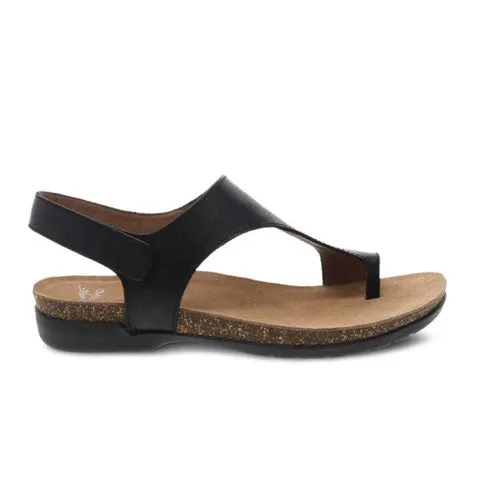 Anti Slip Edge Anti   Impact Dansko Reece Backstrap Sandal (Women) - Black Waxy Burnished