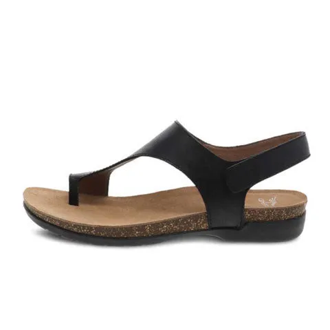 Dansko Reece Backstrap Sandal (Women) - Black Waxy Burnished Light Foot