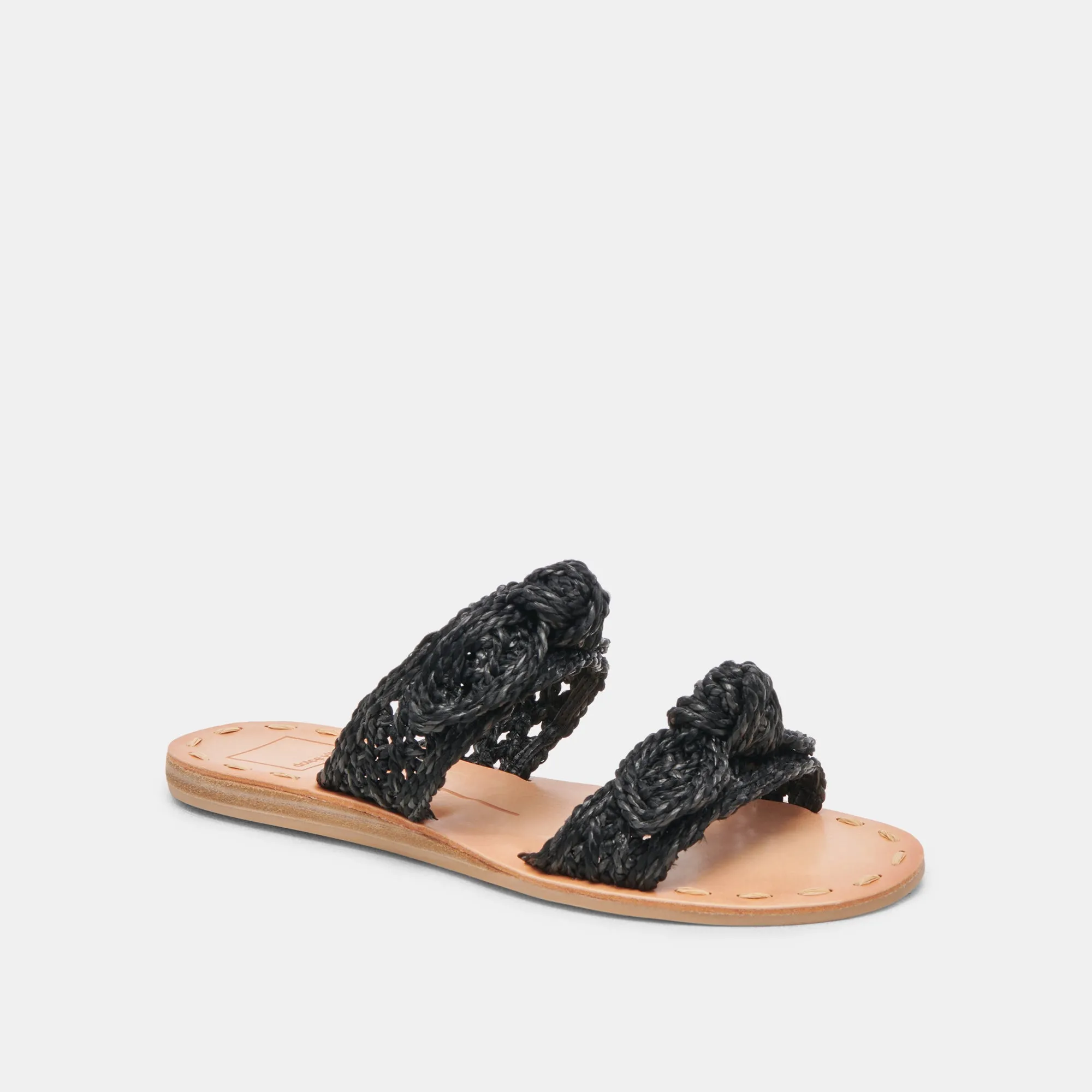 Resilient Outsole simple design DINAH WIDE SANDALS ONYX RAFFIA