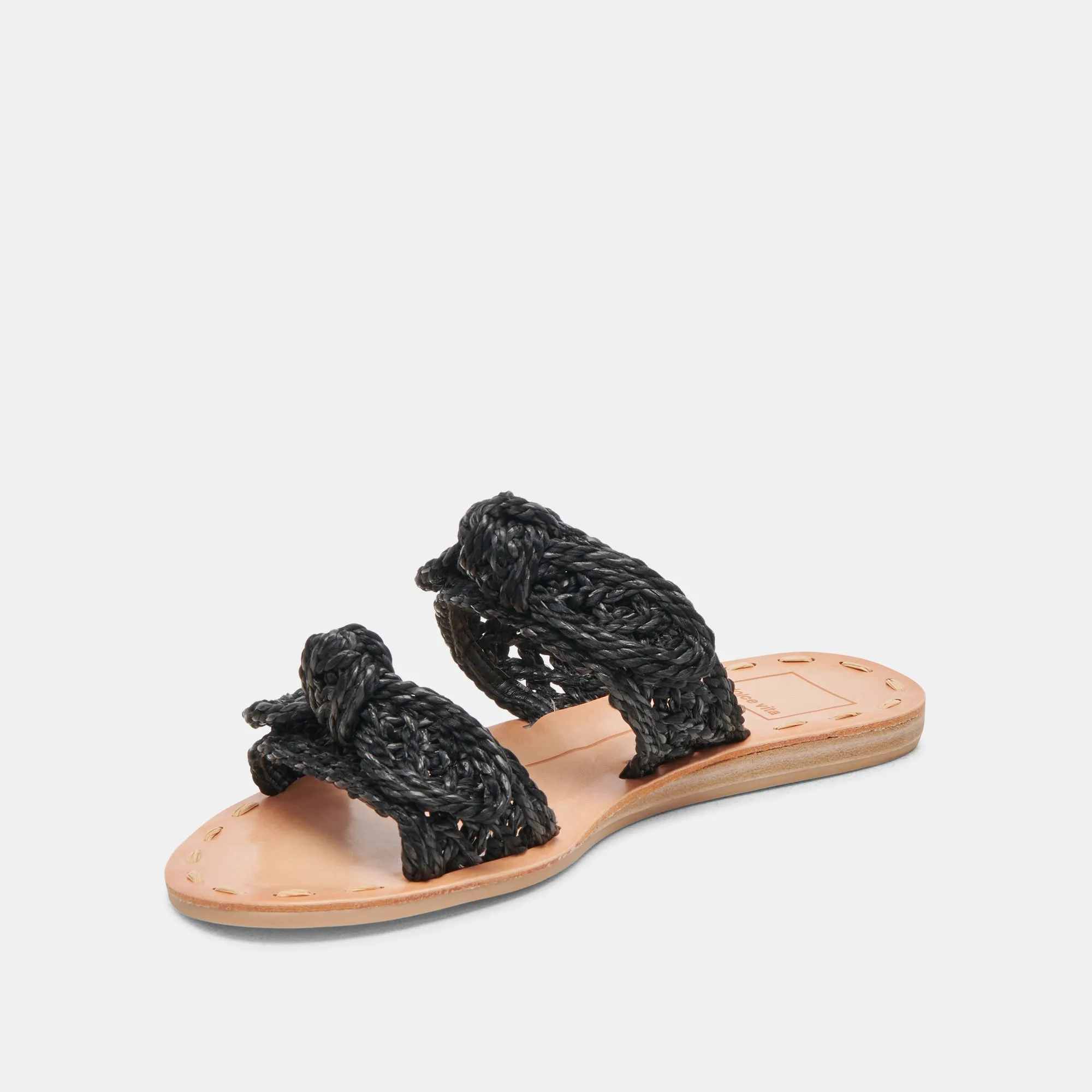 DINAH WIDE SANDALS ONYX RAFFIA least beach Flexible Sole