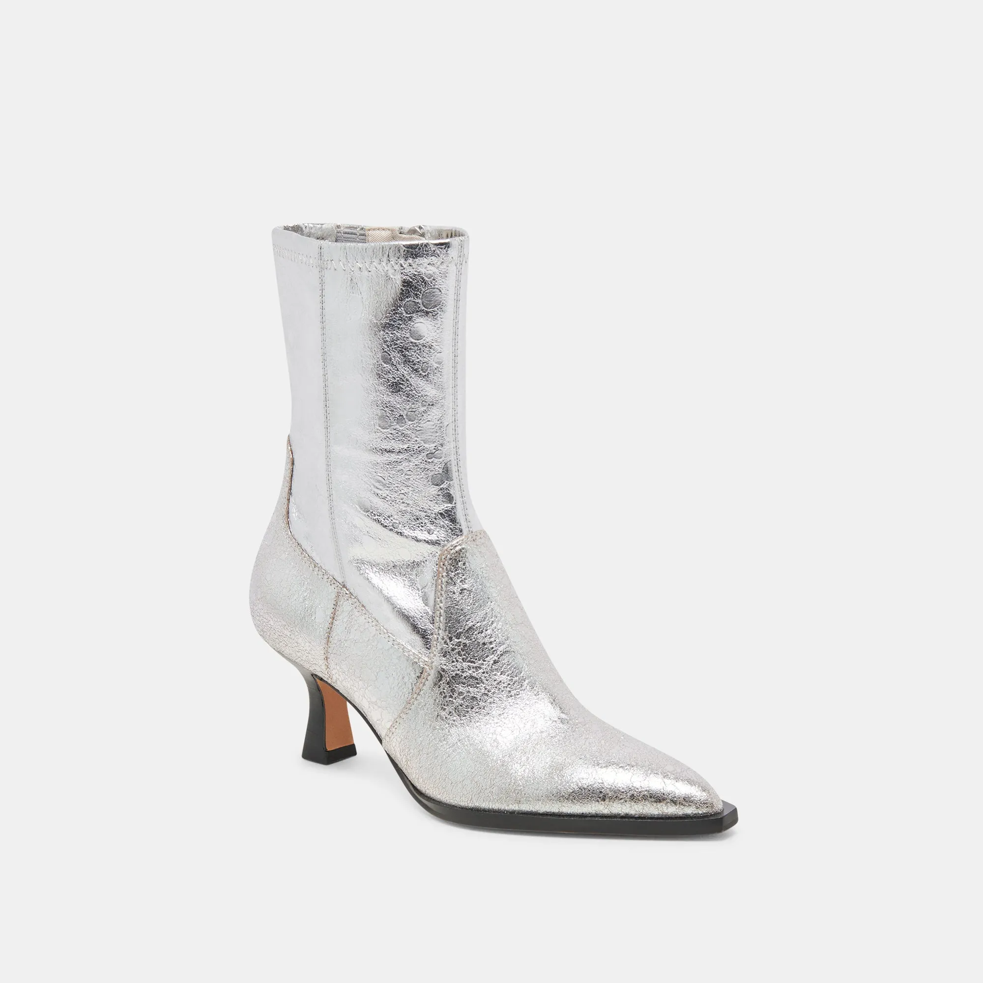 ARYA BOOTS SILVER DISTRESSED LEATHER LaceUpDesign