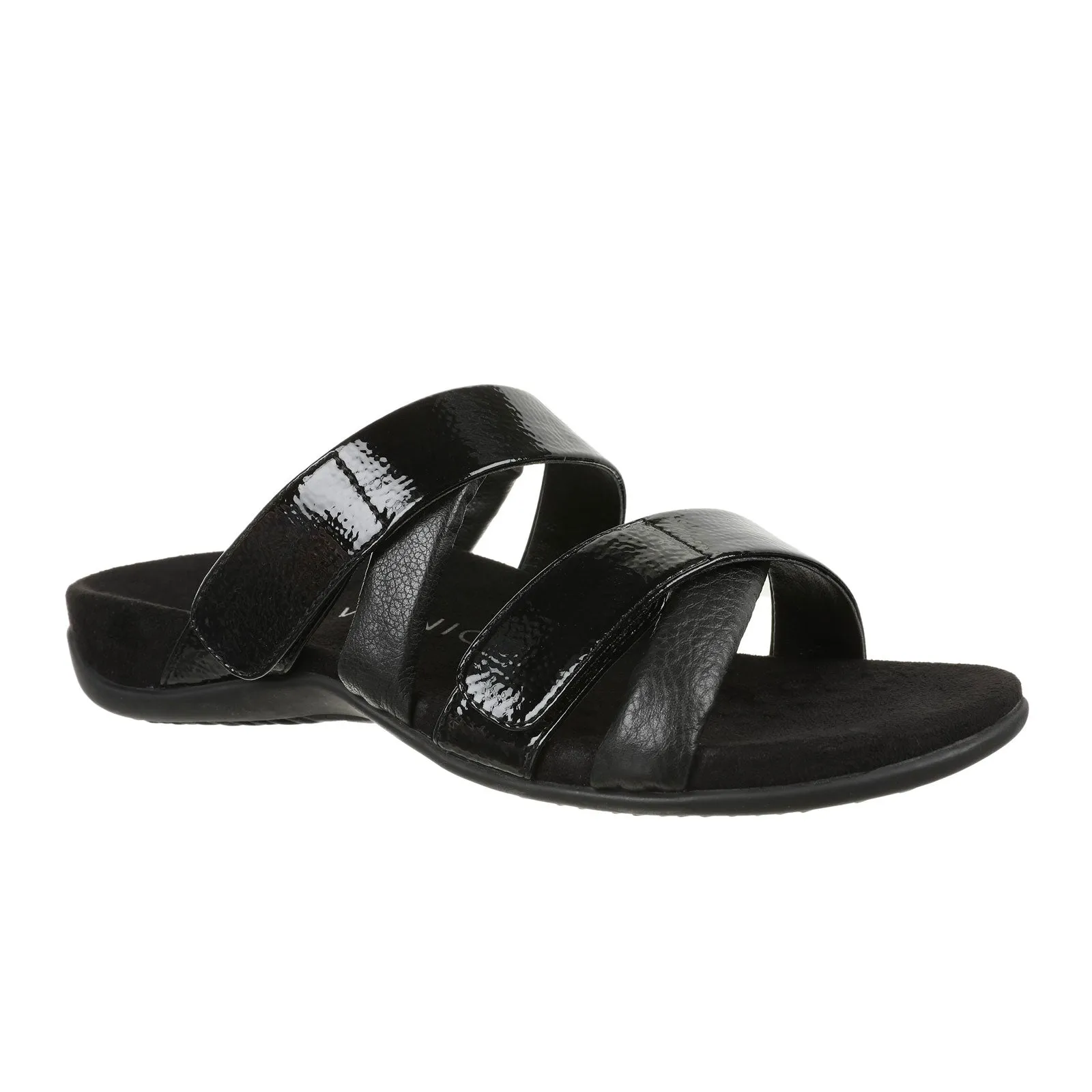 Effortless Slip-Ons Vionic Hadlie Slide Sandal (Women) - Black Patent