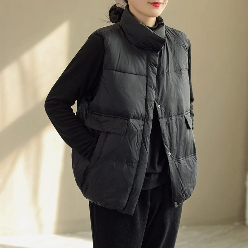 Body Mapped Ventilation Women Solid Color Minimalist Winter Loose Down Vest