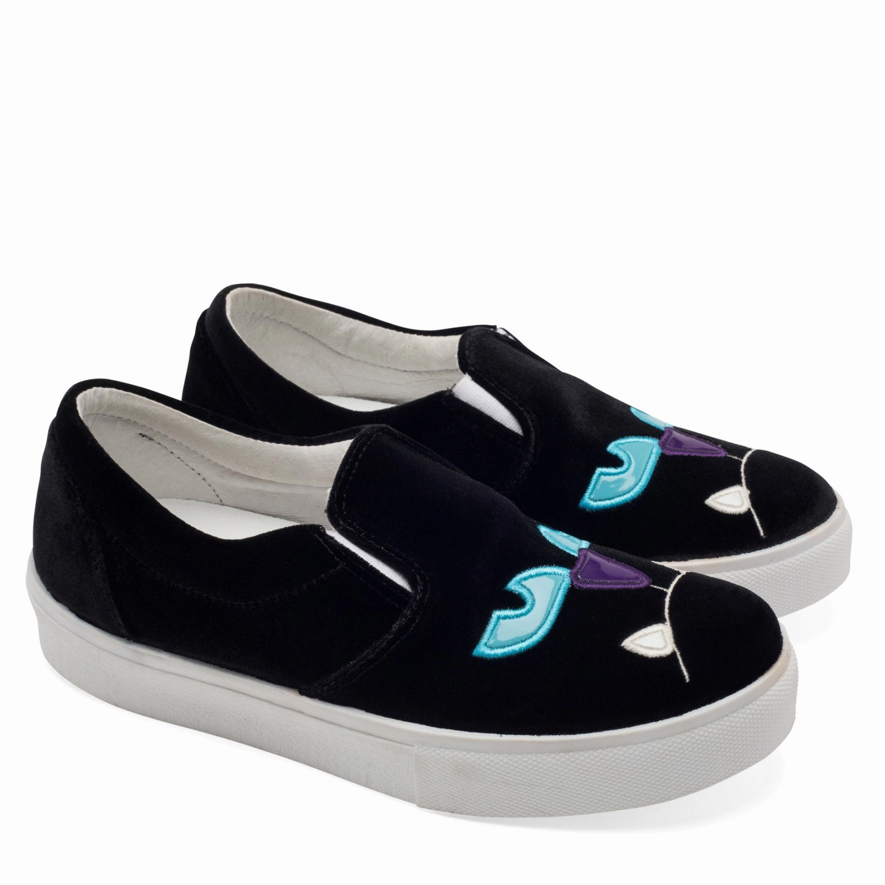 Relaxing Shoes Everyday Pick Chiara Ferragni Women's Black Velvet Cat Slip On Sneakers