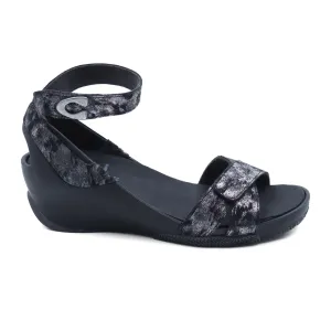 Wolky Era Wedge Sandal (Women) - Black Storm Suede Beach Slip
