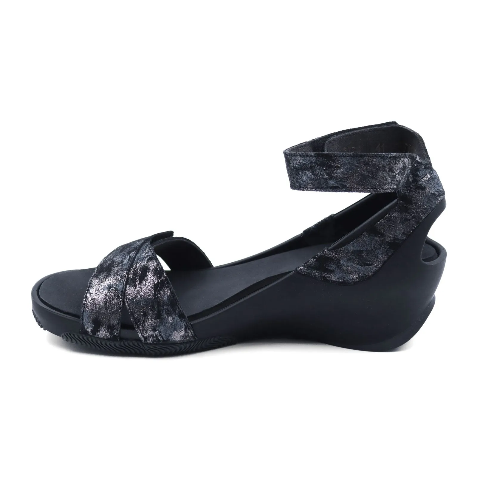 Wolky Era Wedge Sandal (Women) - Black Storm Suede Ventilated Upper