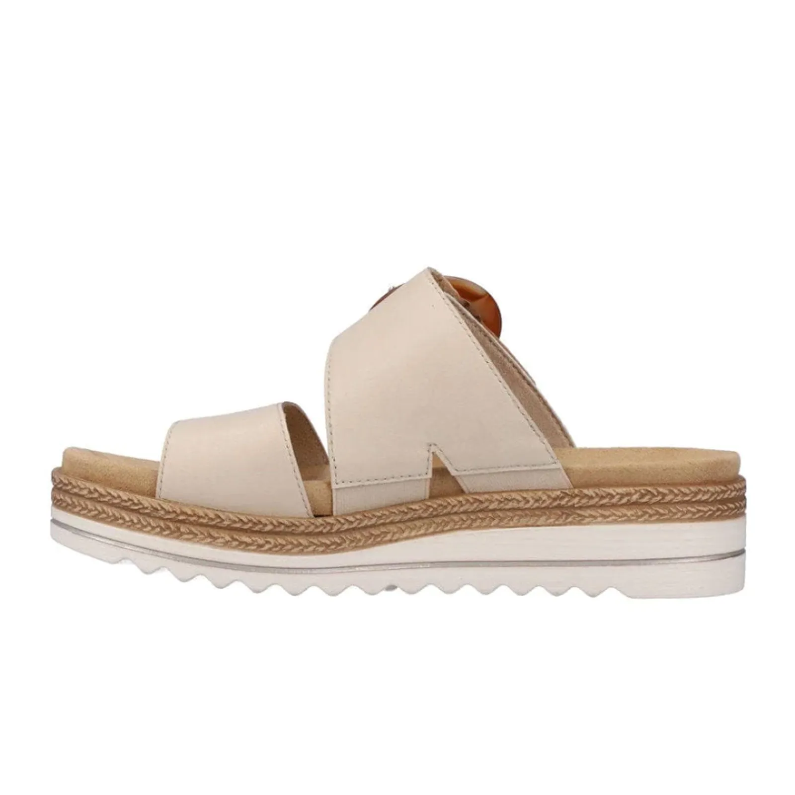 Remonte Jocelyn D0Q51-80 Slide Sandal (Women) - Kreide/Pebble Comfortable foot wrap Poolside Ready