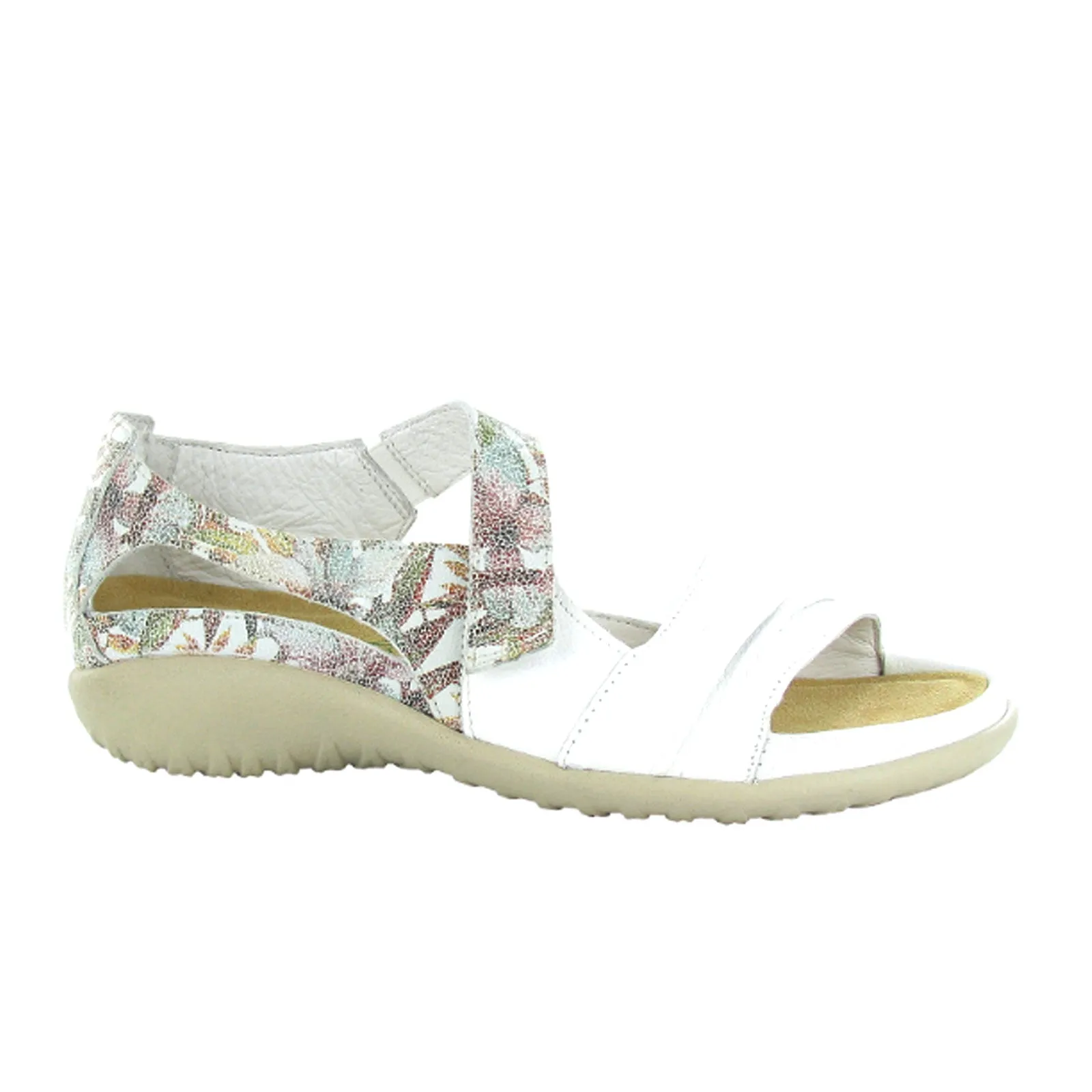 Low Profile Design Element Naot Papaki Backstrap Sandal (Women) - Soft White Leather/Floral Leather