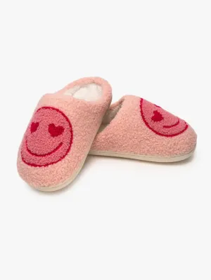Quick Drying Cold Weather Commuter Kids Pink Happy Slippers