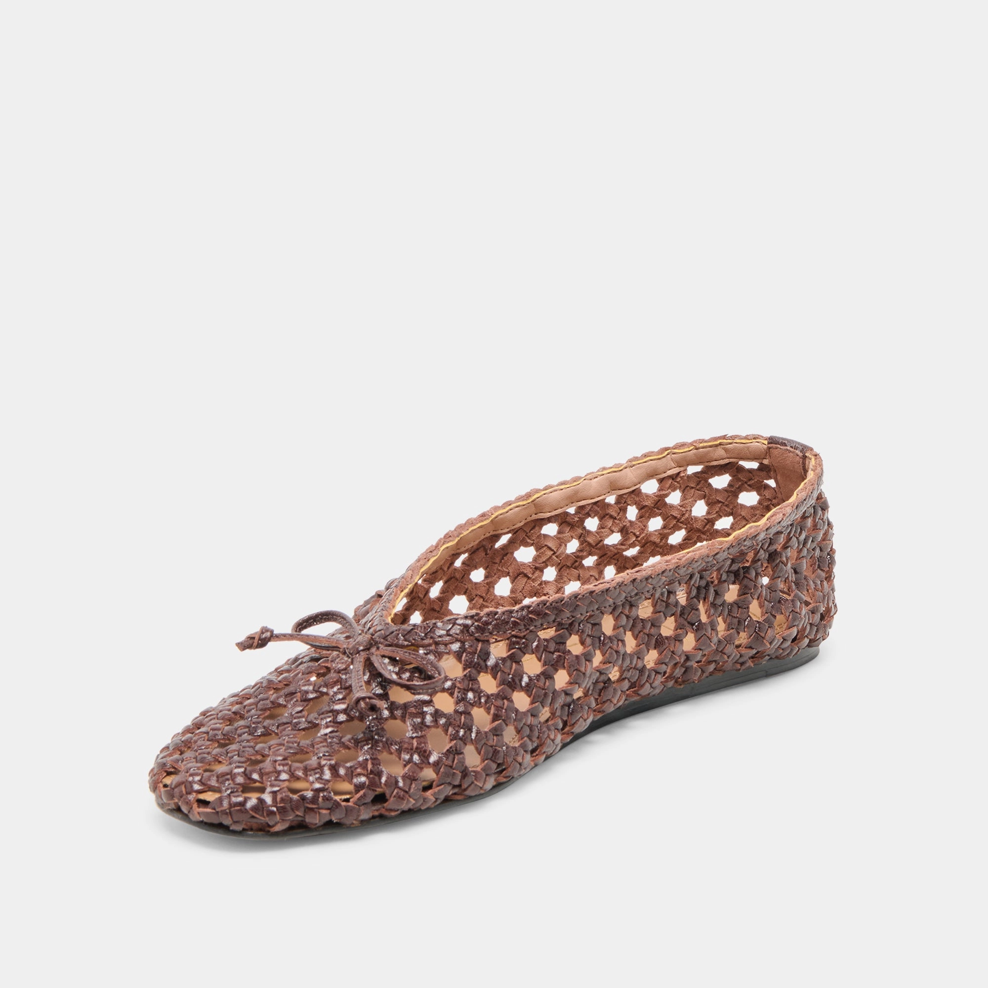 EDDA BALLET FLATS BROWN WOVEN LEATHER Travel Guard
