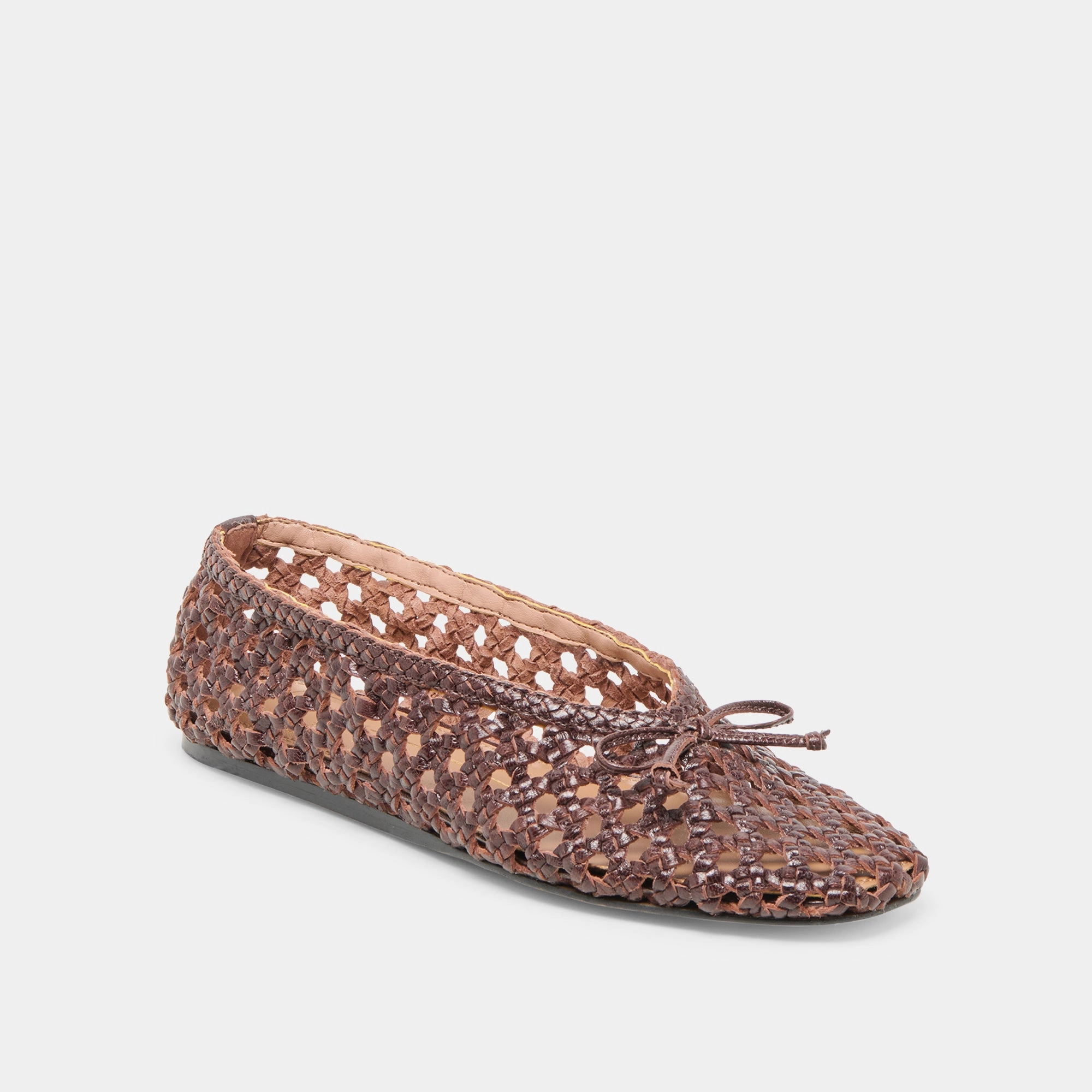 Comfort Fit EDDA BALLET FLATS BROWN WOVEN LEATHER