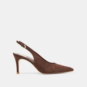 Simple Outline ELASI HEELS DK BROWN NUBUCK