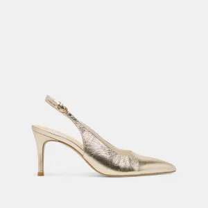 ELASI HEELS LIGHT GOLD CRINKLE PATENT QuickDrying Sweatproof