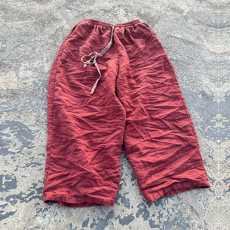 Babakud Retro Linen Washed Loose Casual Elastic Waist Pants Comfortable fit Freedom Move