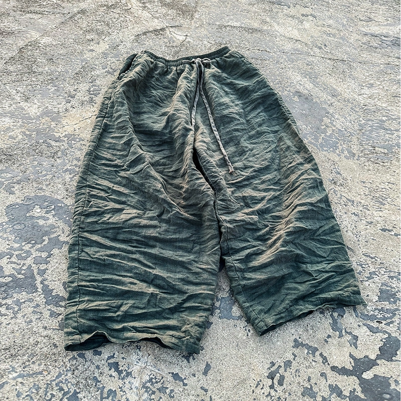 No Constriction Babakud Retro Linen Washed Loose Casual Elastic Waist Pants