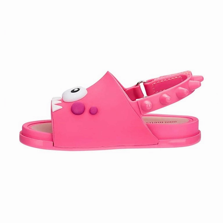 Mini Melissa Kids Boy/Girl Beach Slide Dino Sandals Shoes in Pink Zero Drop Platform