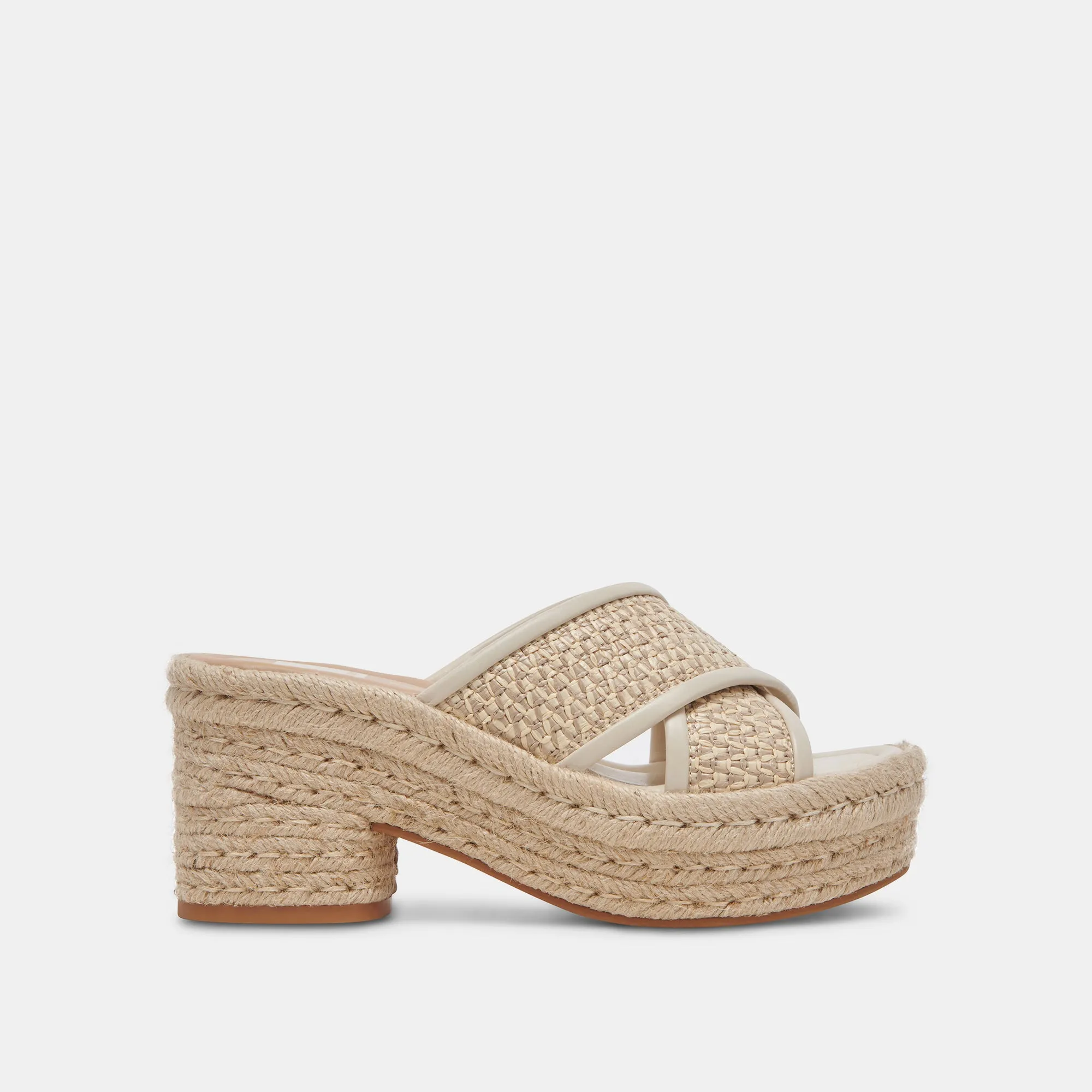 plastic ELDORA HEELS NATURAL WHITE RAFFIA
