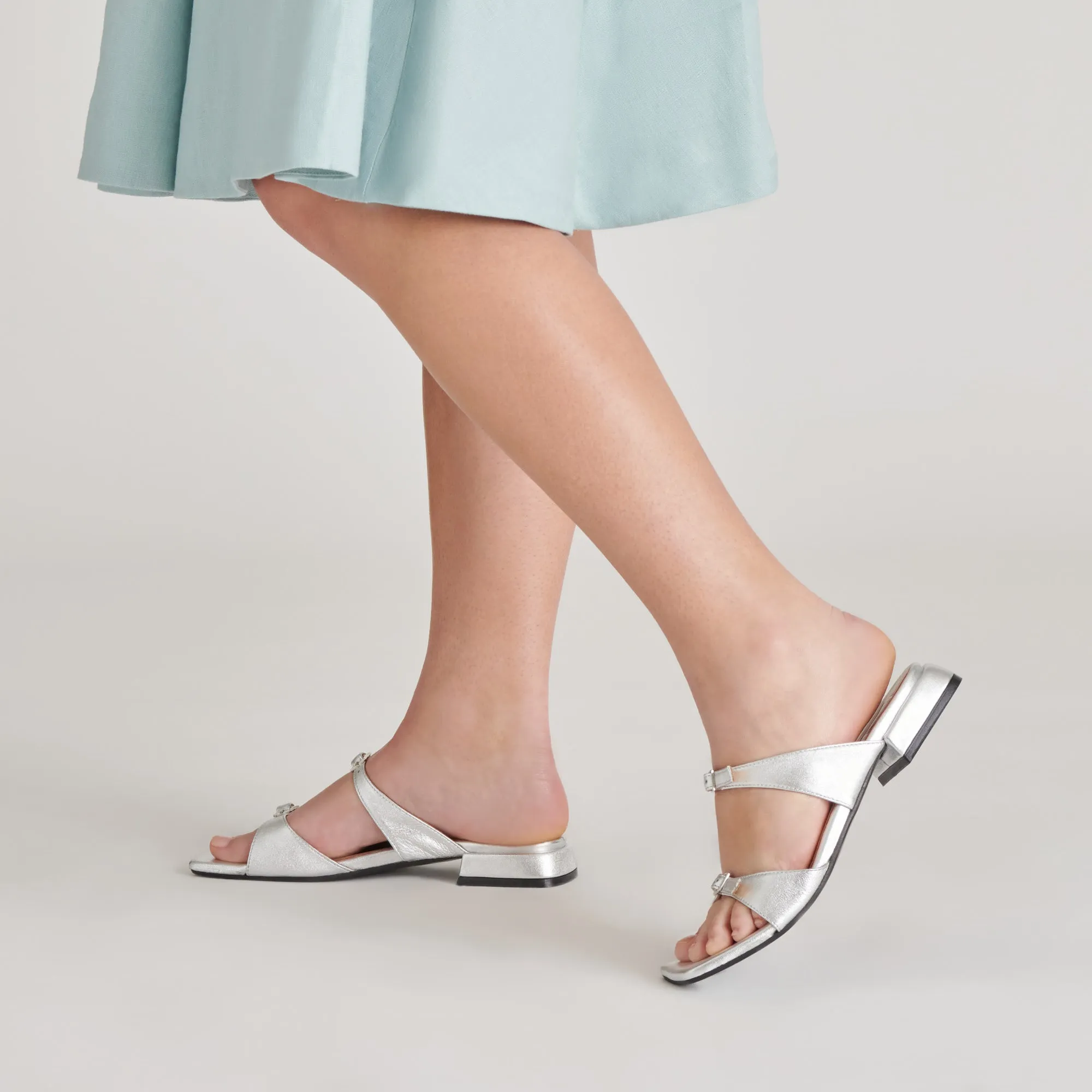 LAVERN SANDALS SILVER METALLIC LEATHER Versatile Silhouette
