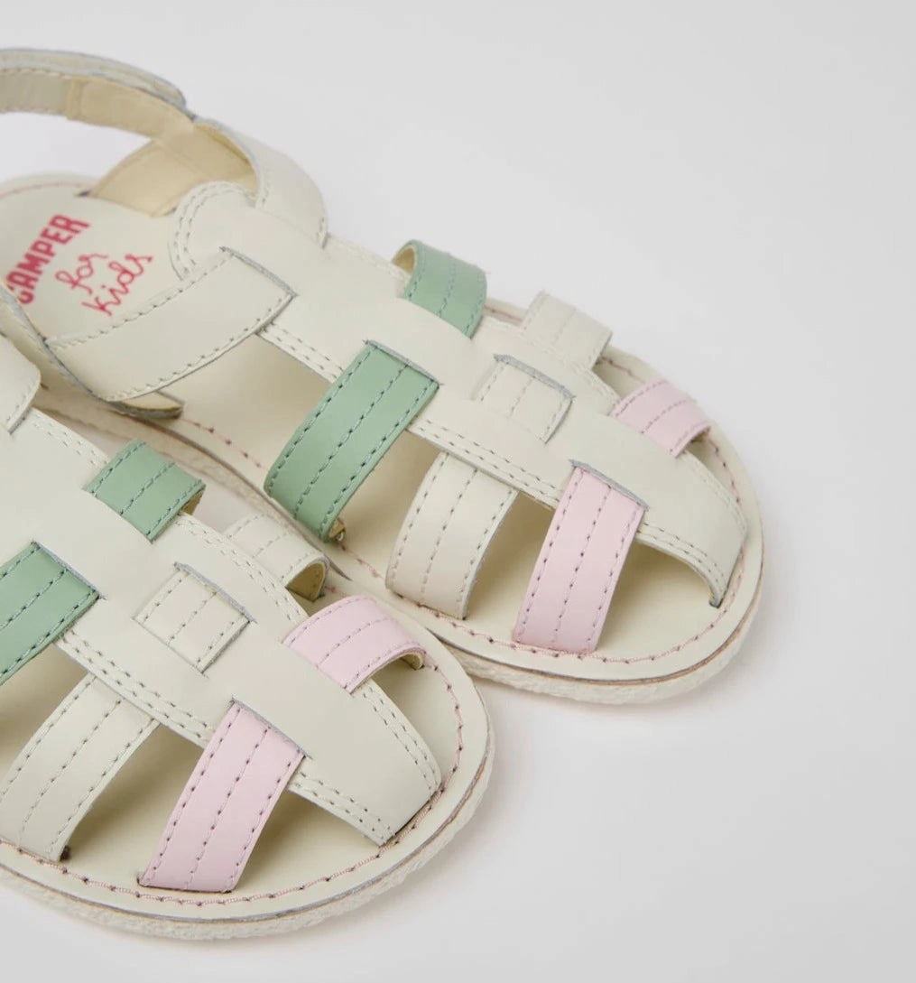 Camper Kids Girl MIKO Hook-Loop Closing Leather Sandals least trendy Smooth Interior Lining