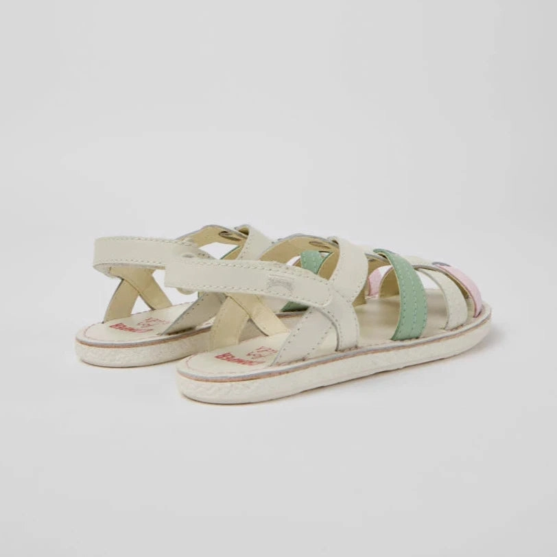 Flexible Camper Kids Girl MIKO Hook-Loop Closing Leather Sandals