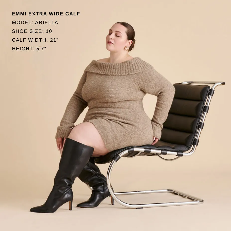 Comfort Upper PaddedTongue EMMI EXTRA WIDE CALF BOOTS BLACK LEATHER