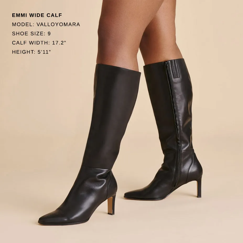 Highquality EMMI WIDE CALF BOOTS BLACK LEATHER