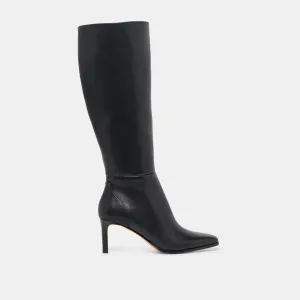 Trend-setting silhouette Support System EMMI WIDE CALF BOOTS BLACK LEATHER
