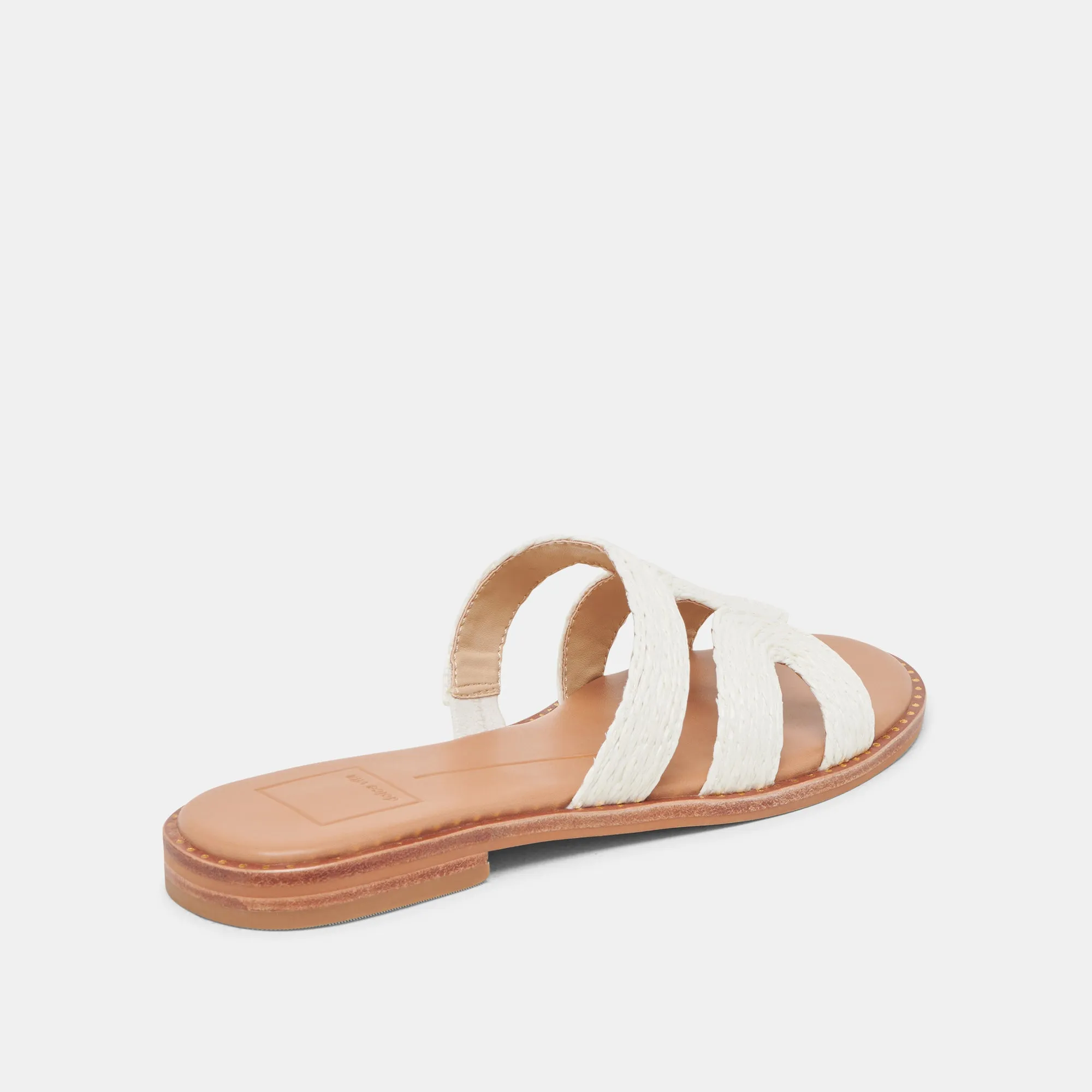 EMON WIDE SANDALS WHITE RAFFIA Non Marking Soles