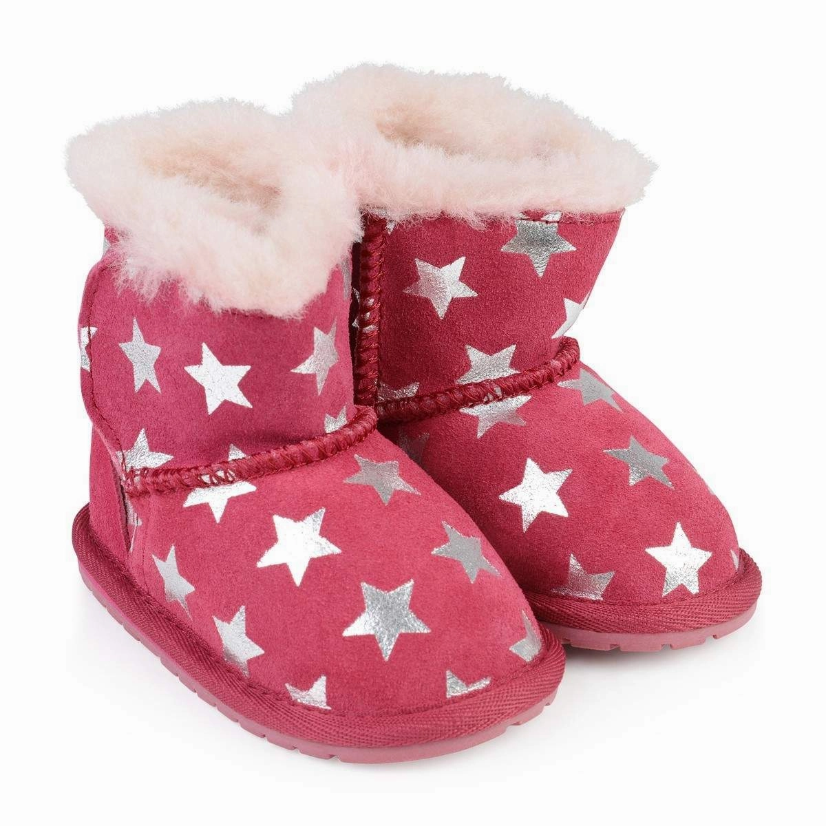 Auxetic Lattice Framework walkers' EMU AUSTRALIA Deluxe Wool Baby Walker Winter Boots in Starry Night Fuschia