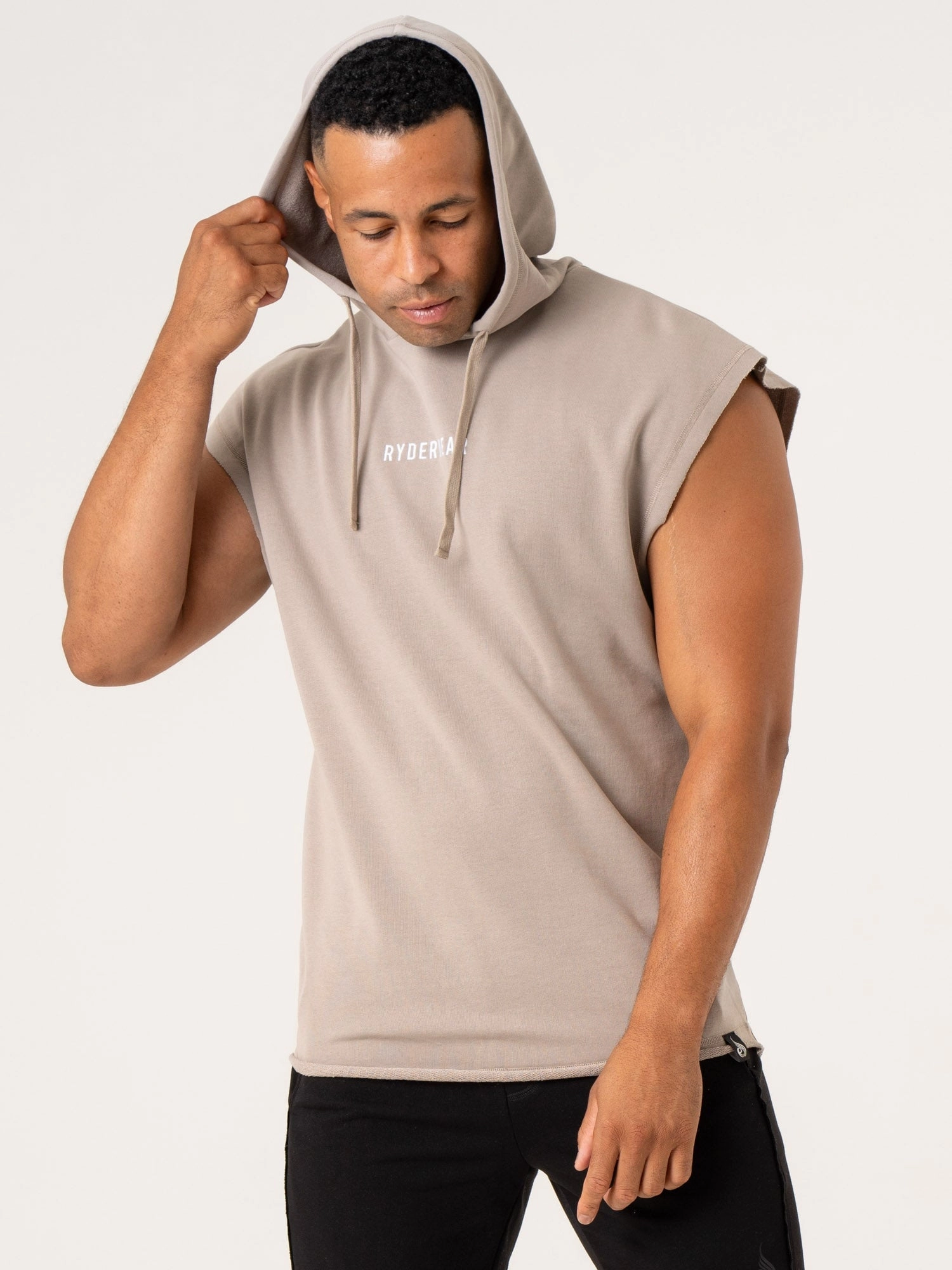 NonIrritating Comfy Fashion Pursuit Fleece Sleeveless Hoodie - Taupe