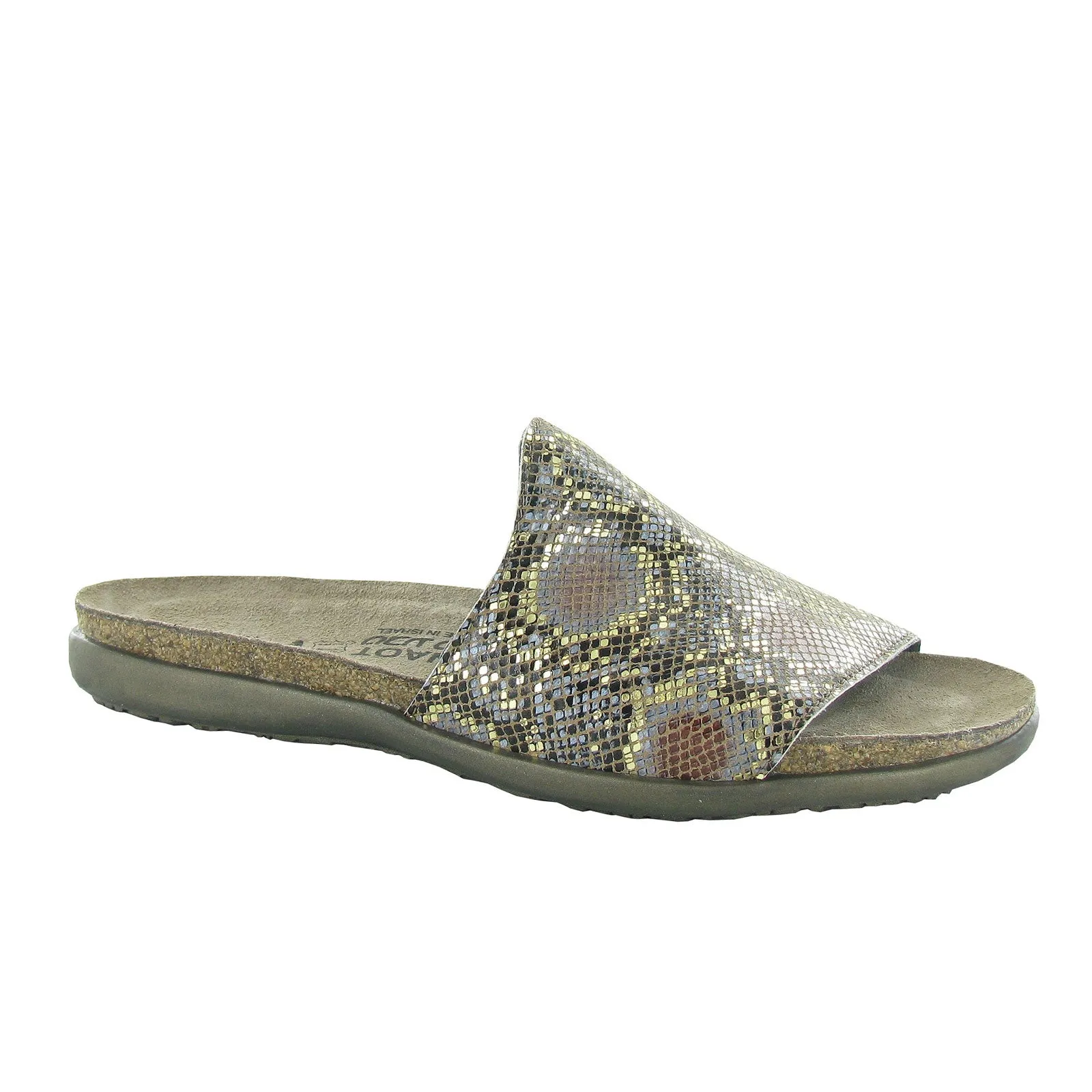 Quick On-The-Go Naot Skylar Slide Sandal (Women) - Golden Python Leather