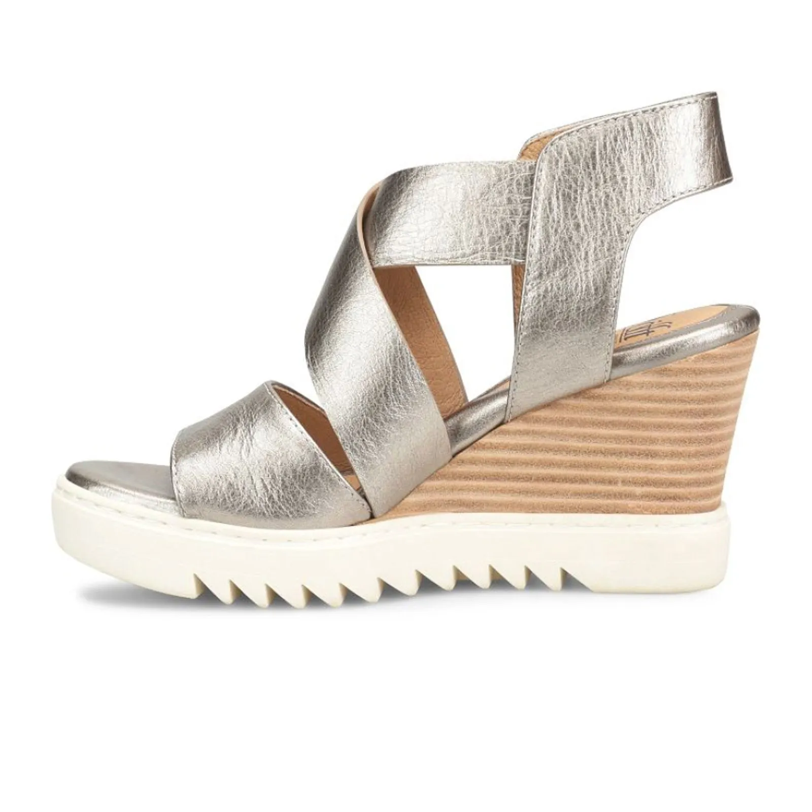 Sofft Uxley Wedge Sandal (Women) - Grey Gold Anti Slip Treatment Sustainable Material